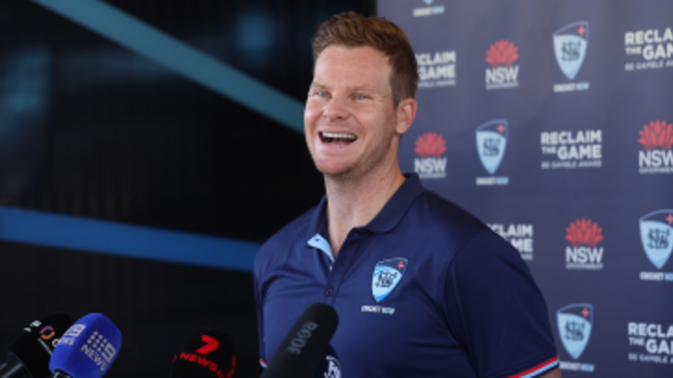 Steven Smith speaks to reporters as he ramps up his Ashes preparation