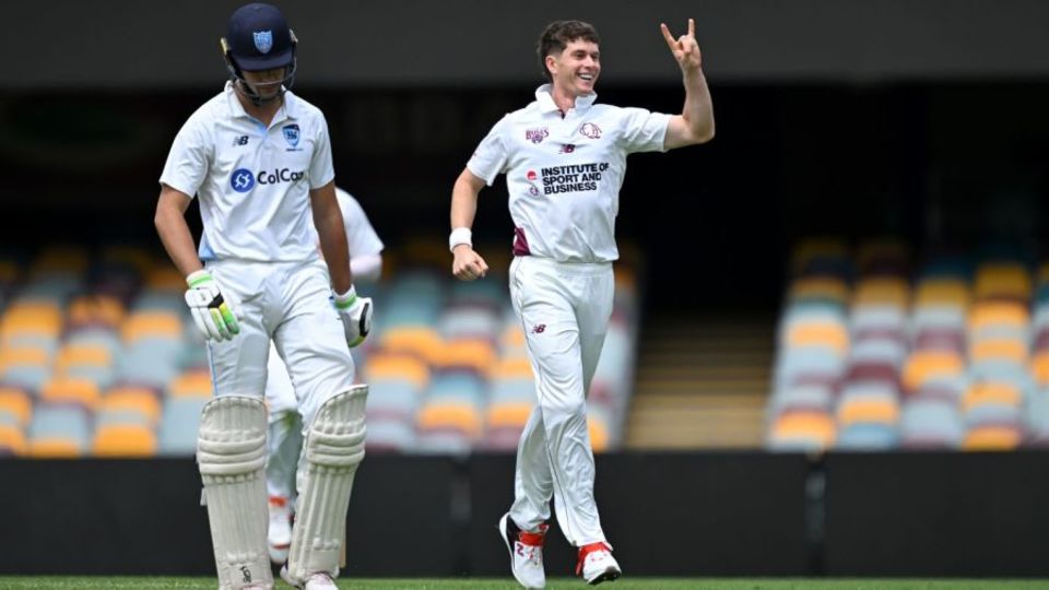 Sam Konstas was bowled by Hayden Kerr