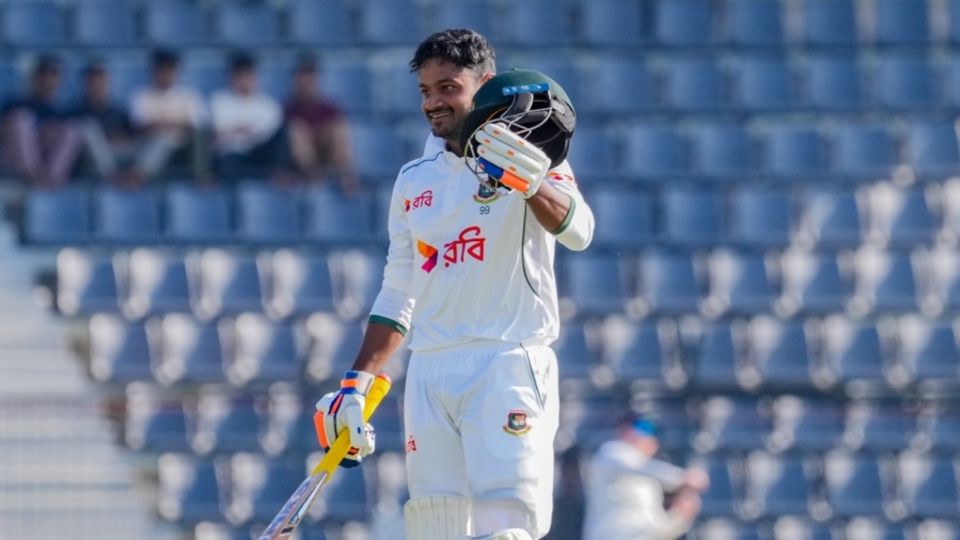 Mahmudul Hasan Joy celebrates his hundred in Sylhet