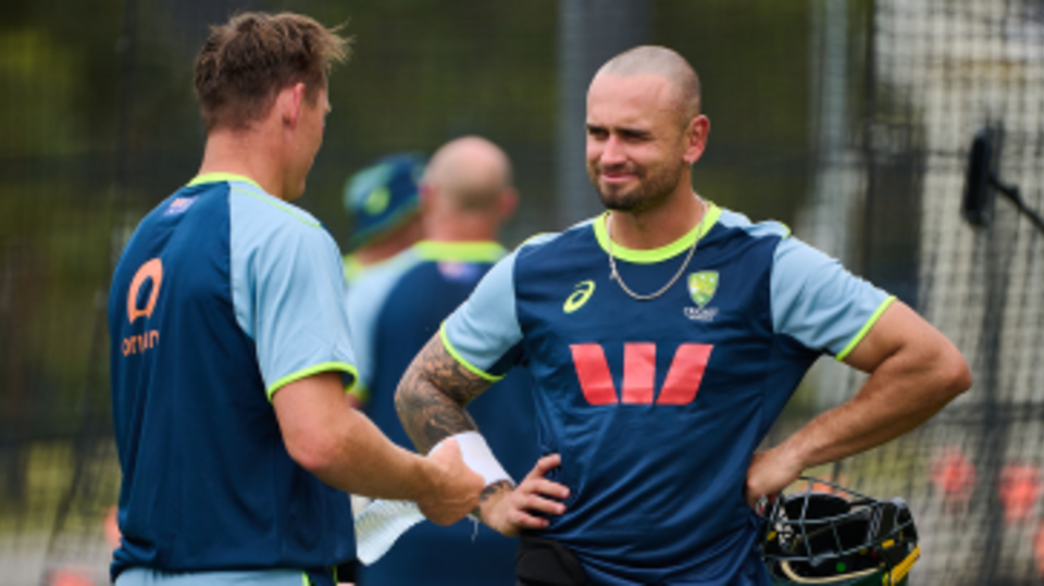 Jake Weatherald chats to Marnus Labuschagne