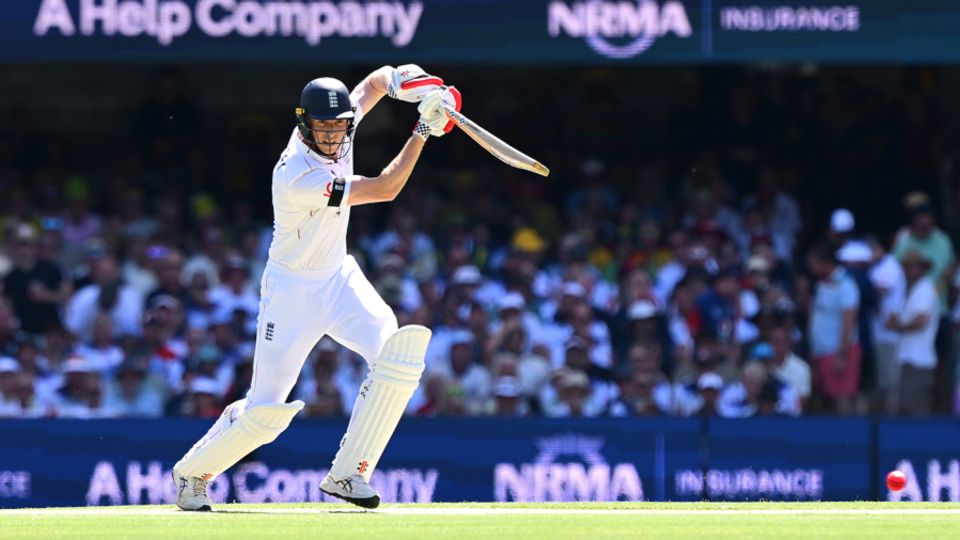 Zak Crawley gets forward to drive during his innings of 76