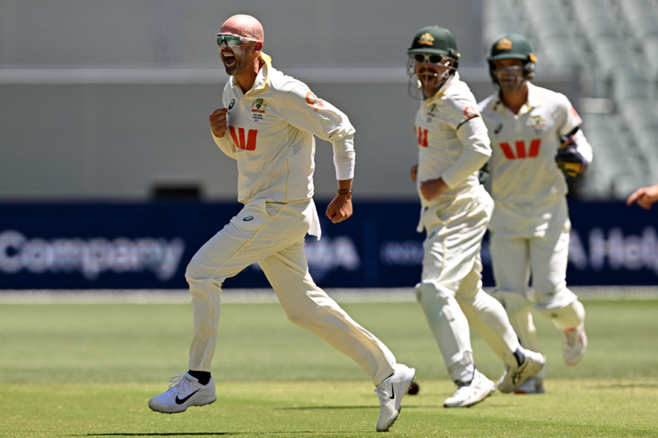 Nathan Lyon picked up two wickets in his first over