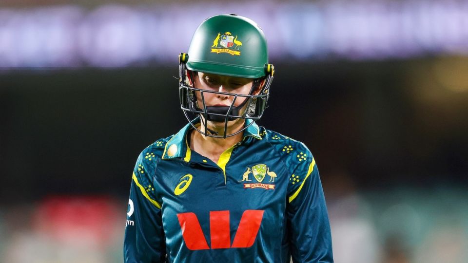 Phoebe Litchfield walks back after being dismissed