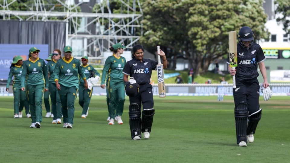 Maddy Green leaves the field after finishing on 141 not out