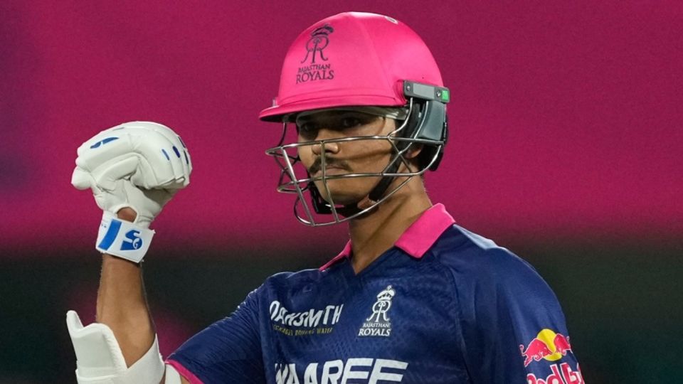 Yashasvi Jaiswal celebrates his fifty which came from just 23 balls