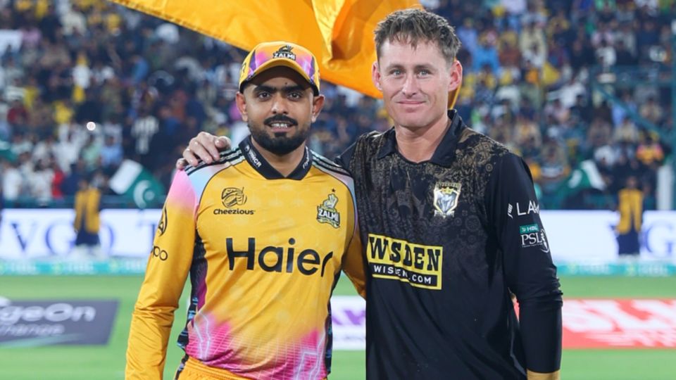Babar Azam, who won the toss, with Marnus Labuschagne
