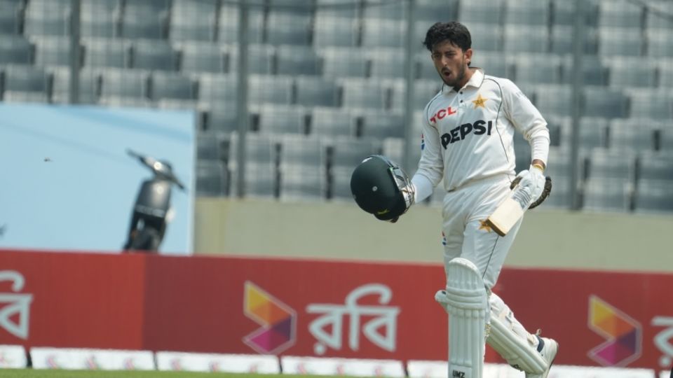 Azan Awais brought up a century in his first innings in Test cricket