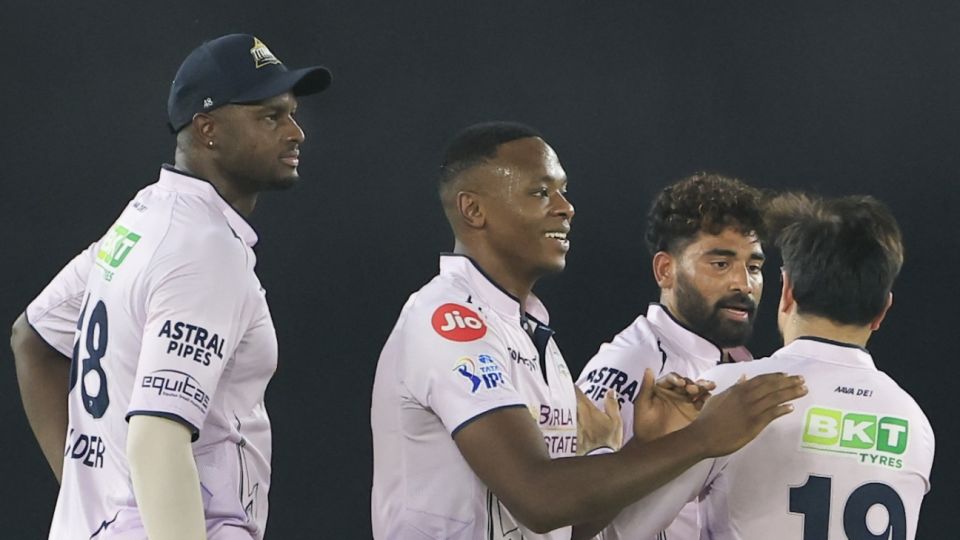 The stalwarts of Gujarat Titans' Test-match bowling line-up: Jason Holder, Kagiso Rabada, Mohammed Siraj and Rashid Khan
