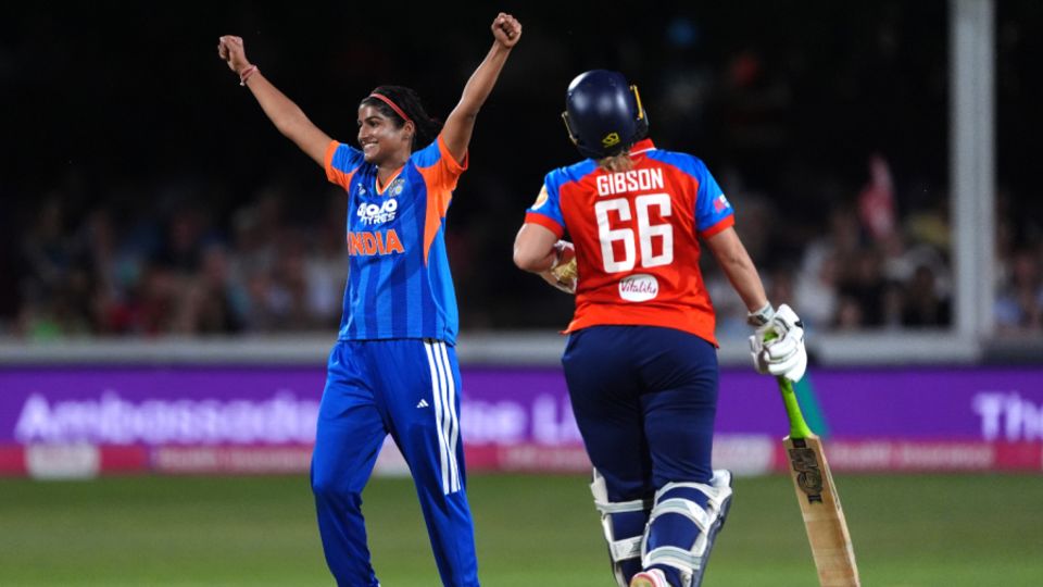 Nandani Sharma was on a hat-trick when Dani Gibson fell first ball