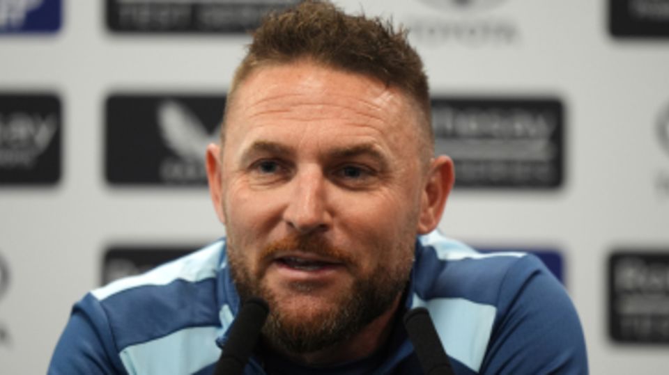 Brendon McCullum speaks to the media
