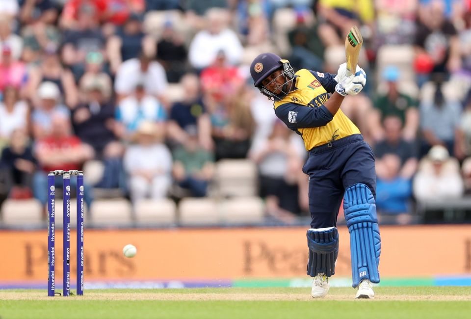 Nilakshika Silva smashes one towards offside