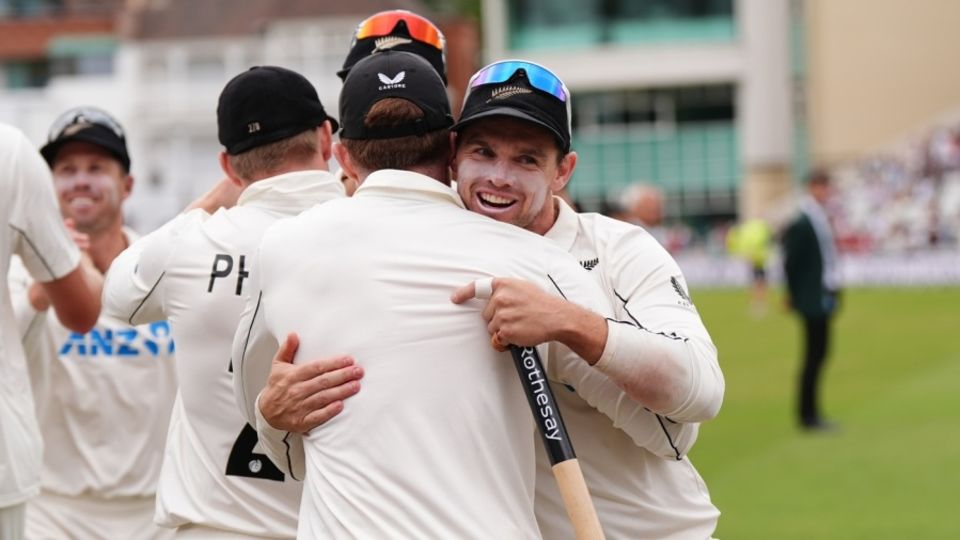 Tom Latham celebrates victory