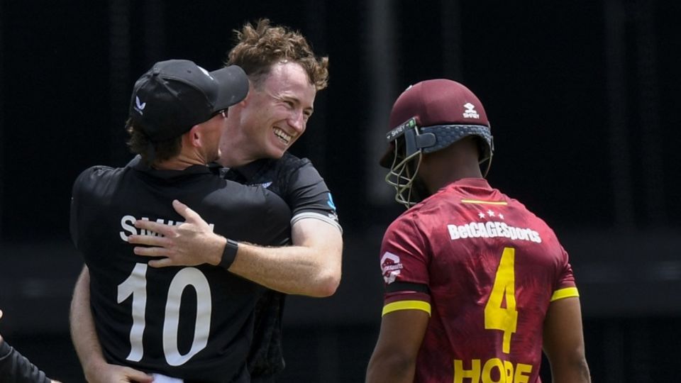 Matthew Fisher dismissed Shai Hope for his first ODI wicket