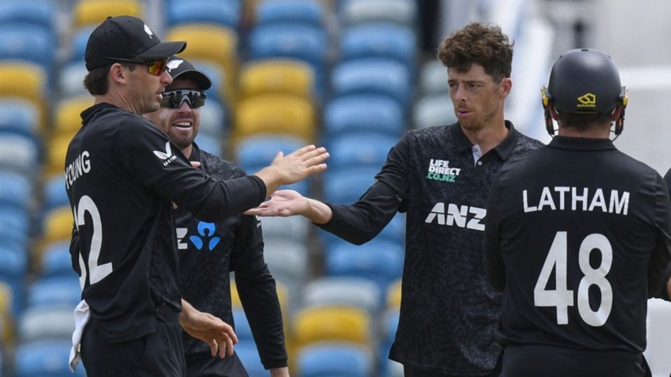 Mitchell Santner had Ackeem Auguste lbw via DRS