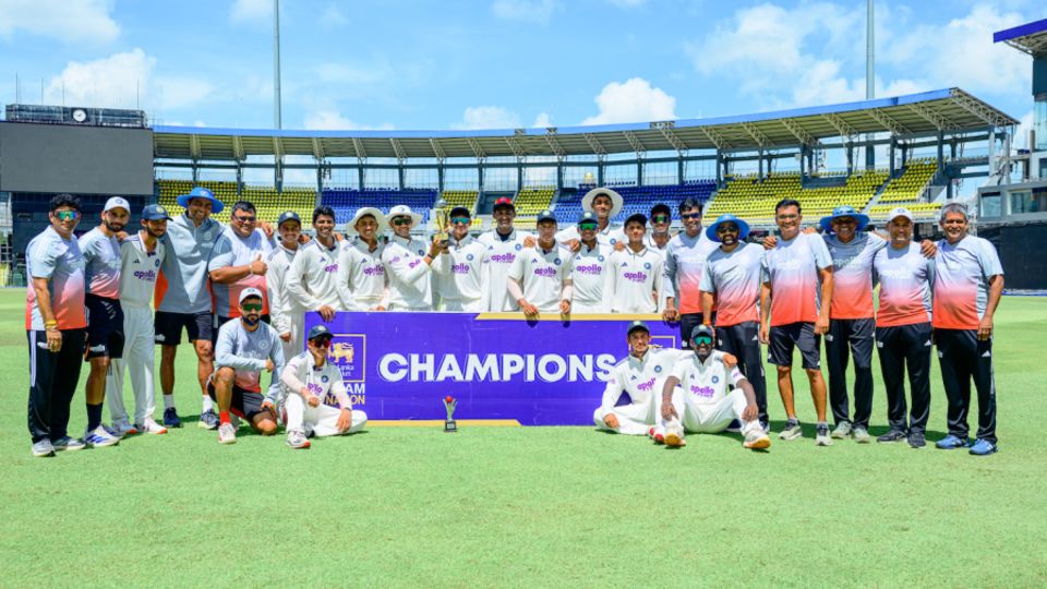 India Under-19s celebrate their big win