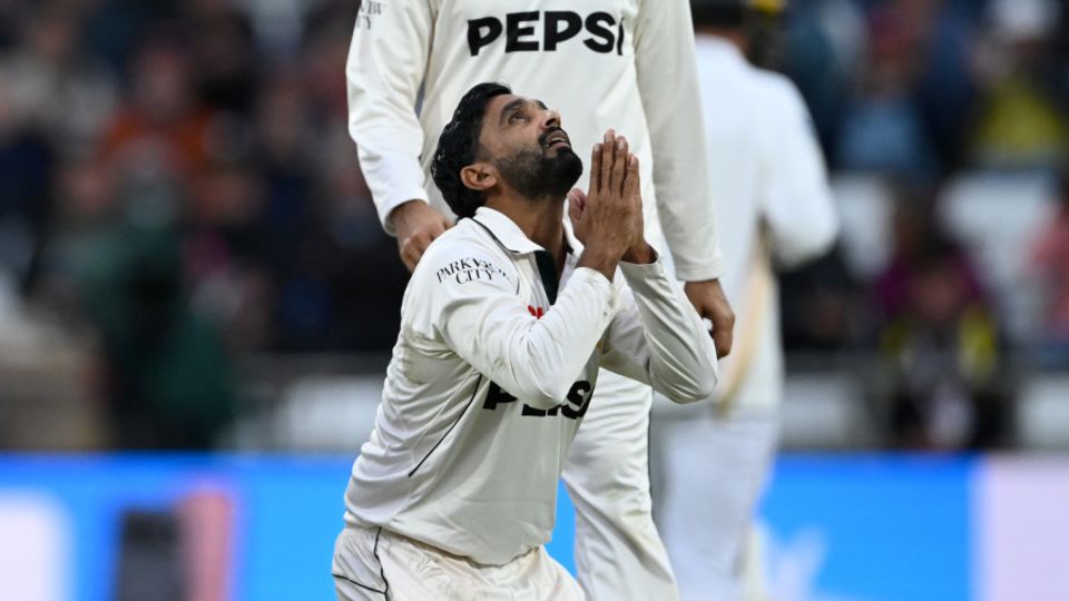 Ali Usman celebrates his five-wicket haul at Headingley