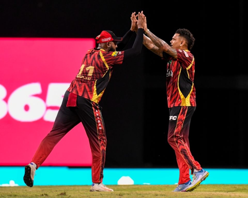 Sunil Narine and Jyd Goolie shared seven wickets