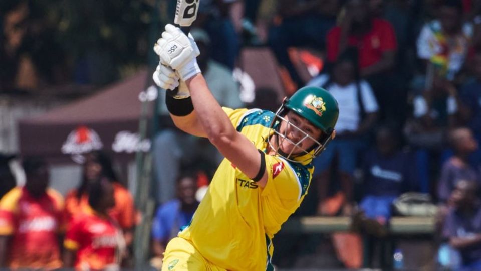 Matt Renshaw launches down the ground