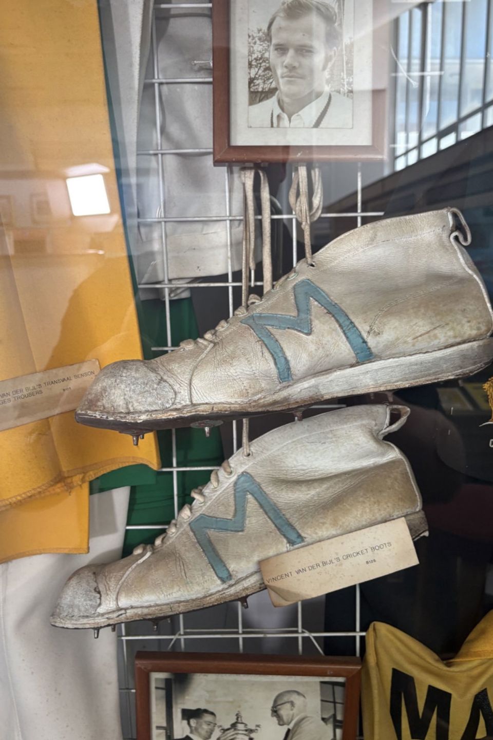 Vince van der Bijl's bowling boots