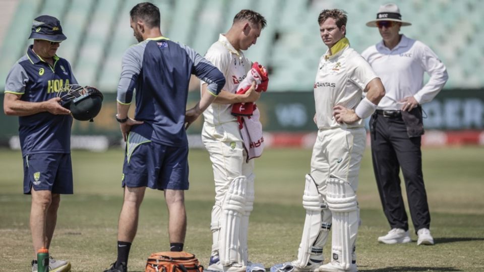Steven Smith was struck on the helmet in the second innings