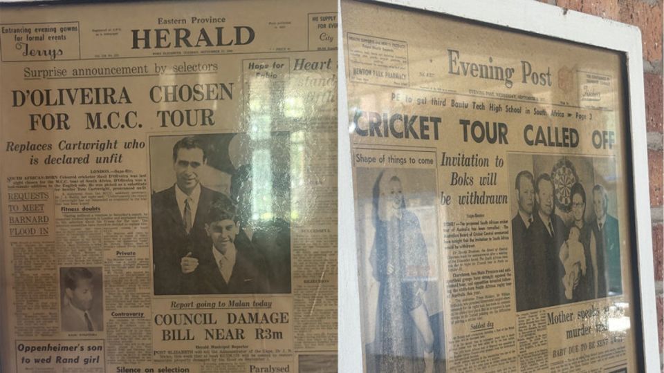 Newspaper frontpages at St George's Park