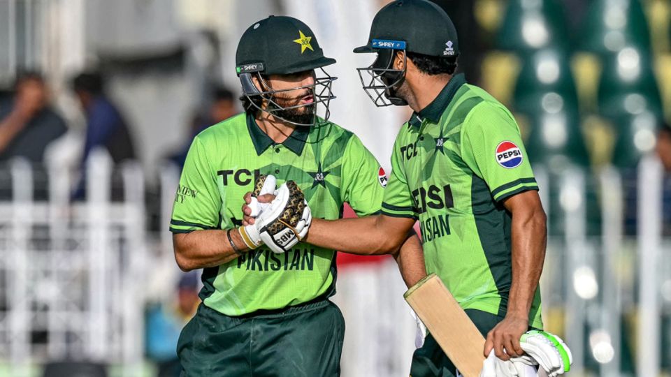 Salman Agha and Hasan Nawaz put on 97 for the fifth wicket