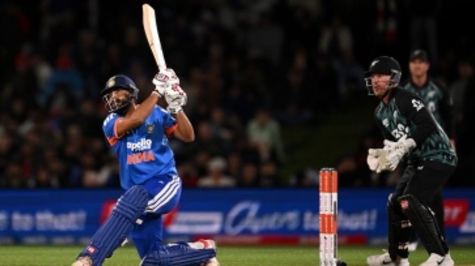Naman Dhir launches one over the leg side