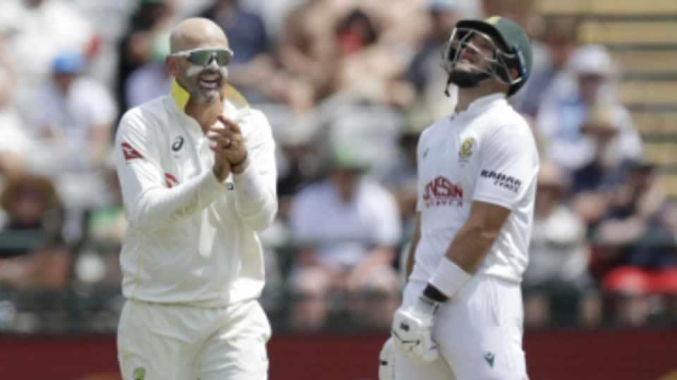 Nathan Lyon and Aiden Markram had contrasting reactions to Marques Ackerman's wicket