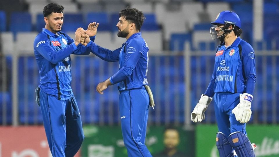 Mujeeb Ur Rahman and Rashid Khan returned combined figures of 4 for 47 from their eight overs