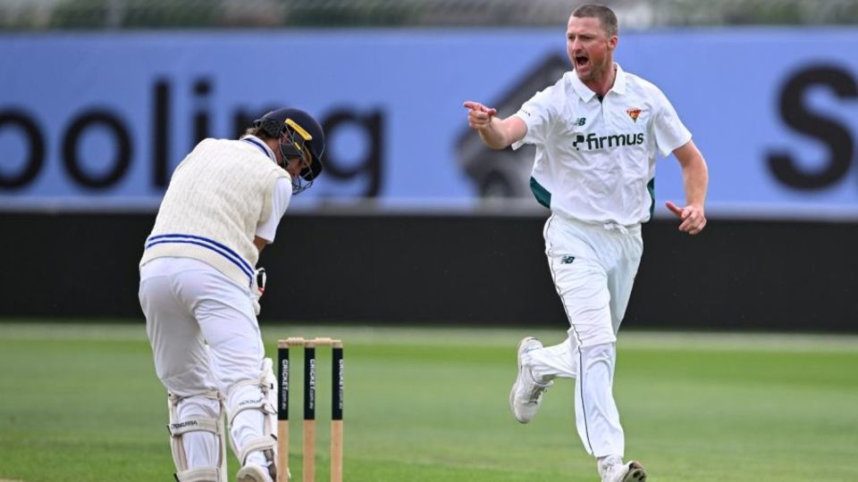 Jackson Bird celebrates a wicket