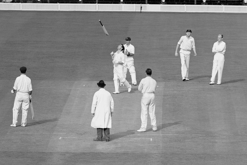 Two-timed: Harvey got out to Laker twice in the match