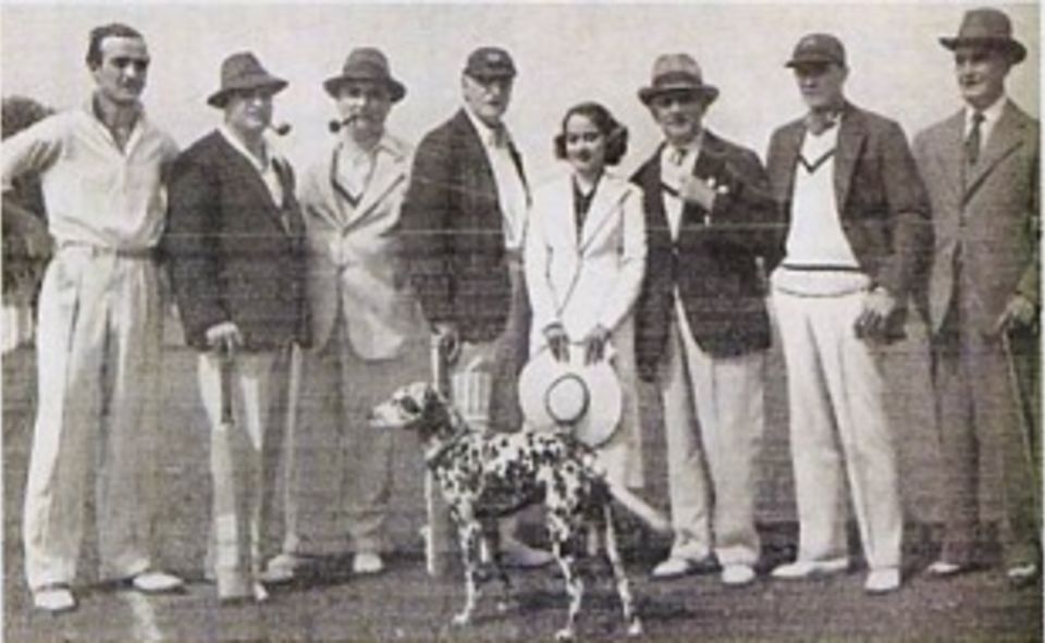 Aubrey Smith (fourth from left) next to British Hollywood actors at a cricket match