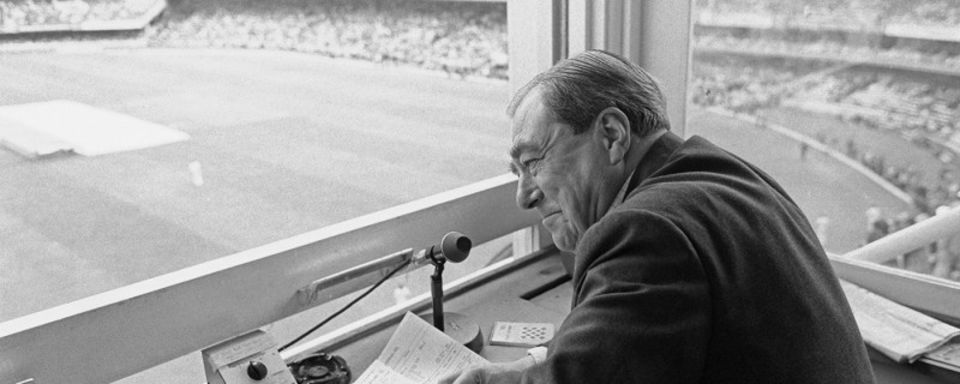 John Arlott during his last Test match for the BBC