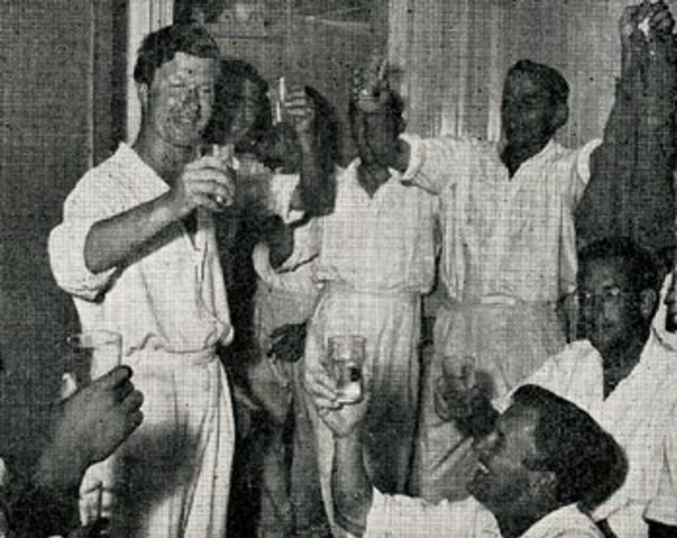 Colin Ingleby-Mackenzie leads Hampshire celebrations after they secured their first Championship title