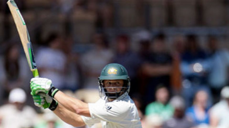 Adam Gilchrist plays a trademark shot