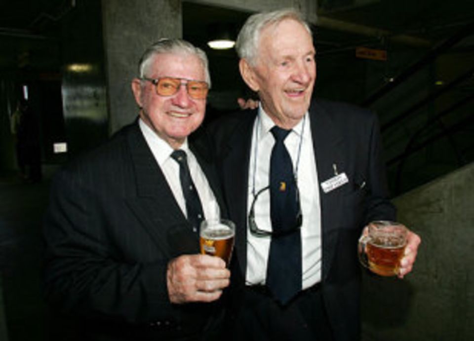 Sam Loxton (right), seen here with Neil Harvey who once said, "No one put more into cricket than Sam did, both on the field and off it, and no one took less out of it."