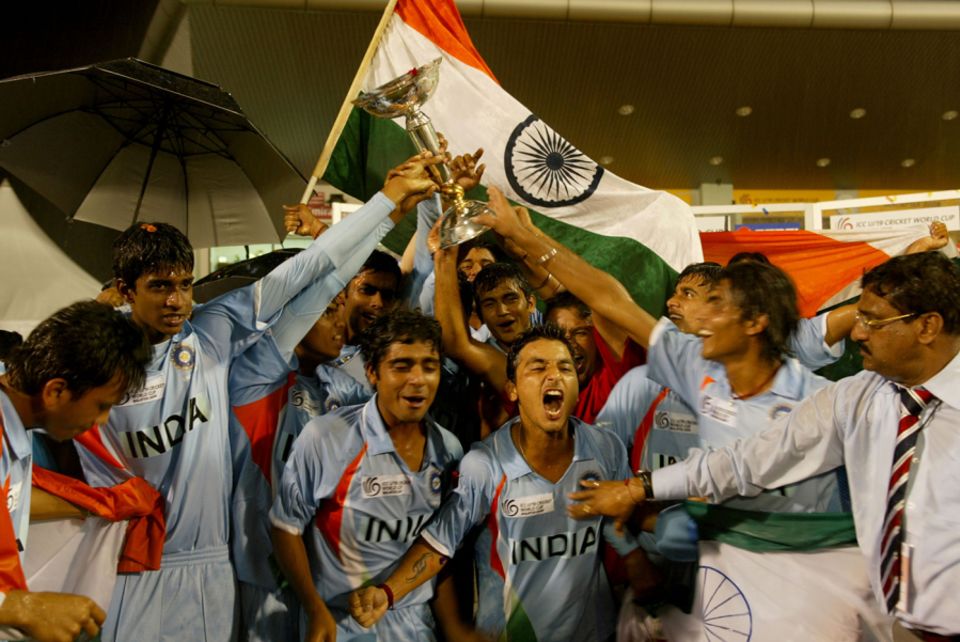 Shreevats Goswami (fifth from right) enjoys the 2008 win: "I thought if you played for India U-19, it was just a matter of time before you played for India"