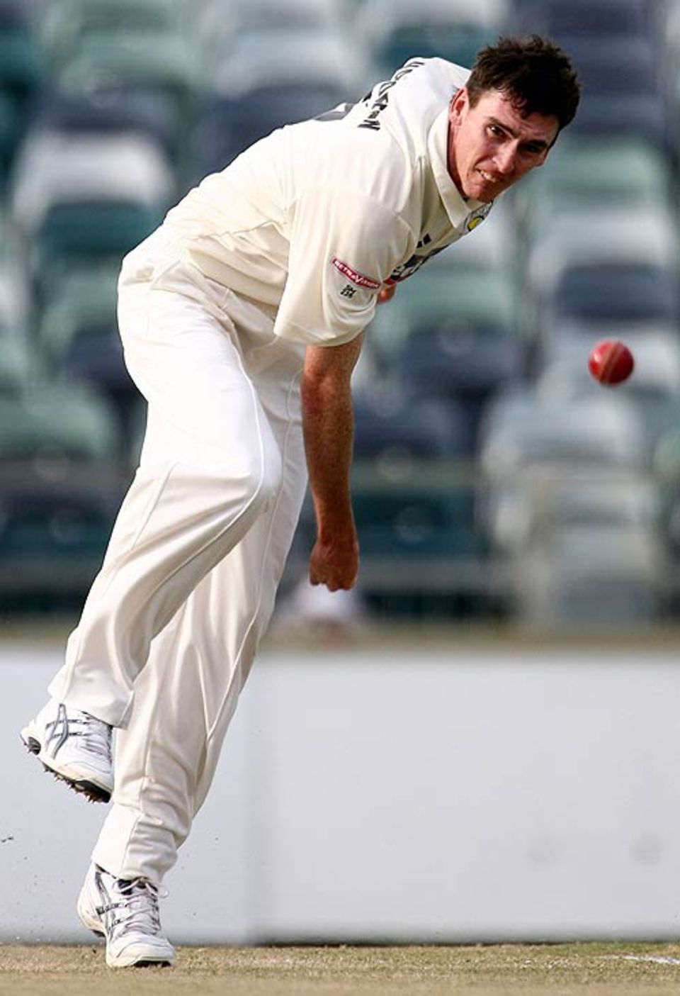Steve Magoffin sends down a delivery