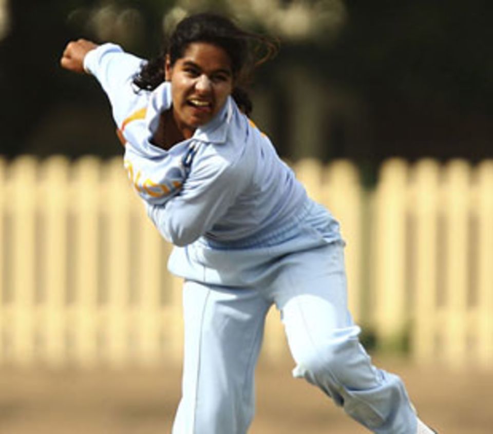 Gouher Sultan took 3 for 10 in 10 overs to help India defend 134 against West Indies in Vadodara