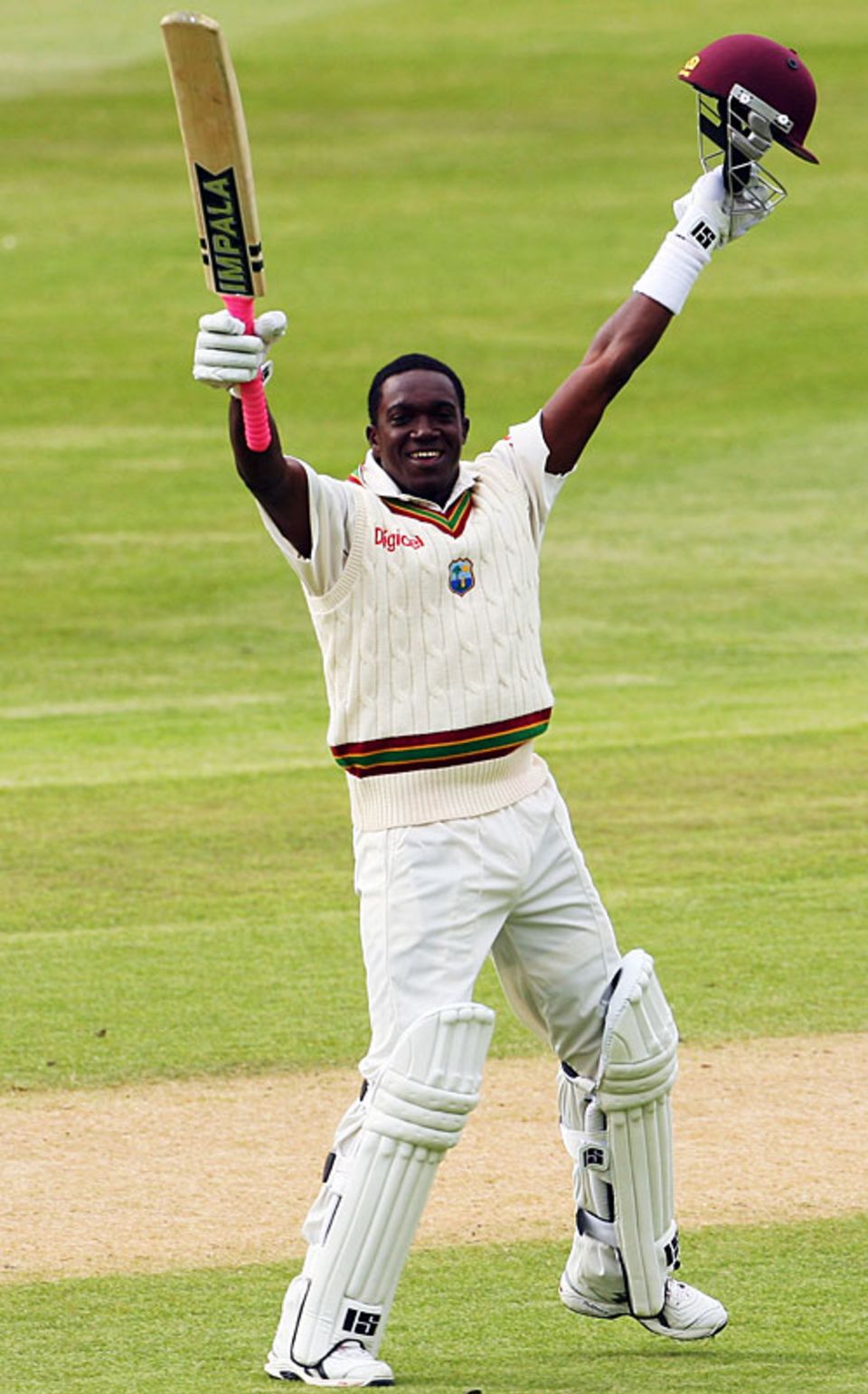 Jerome Taylor celebrates his maiden Test century