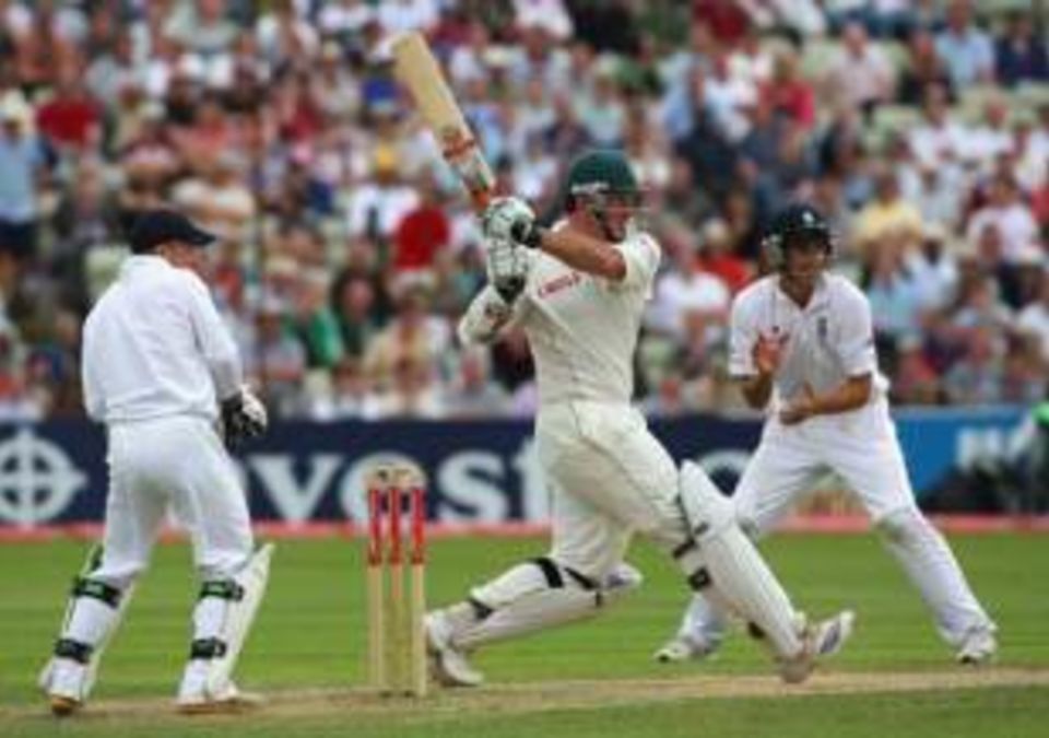 On route to his unbeaten 154 at Edgbaston in 2008. Smith's finest hour?