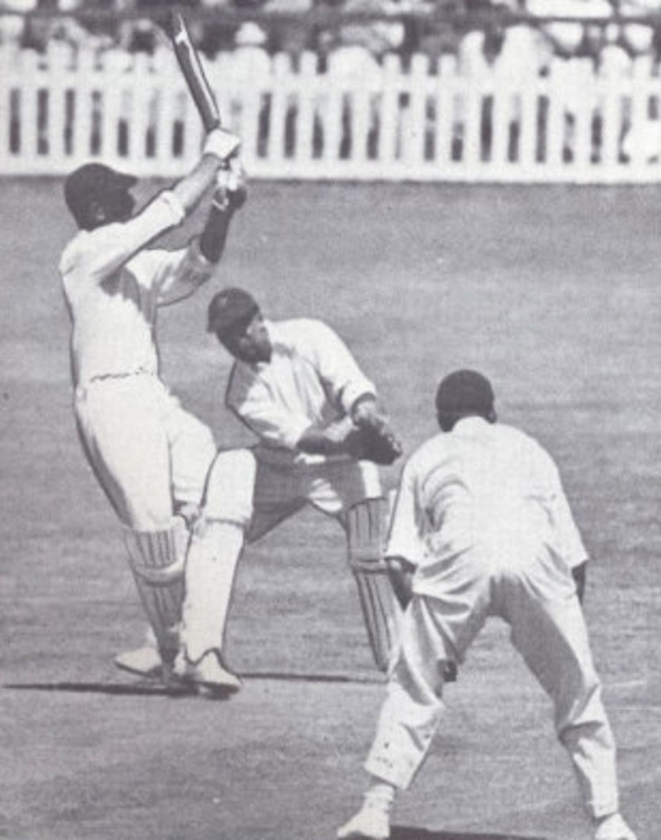 A rare attacking shot from Pieter van der Bijl in the Timeless Test