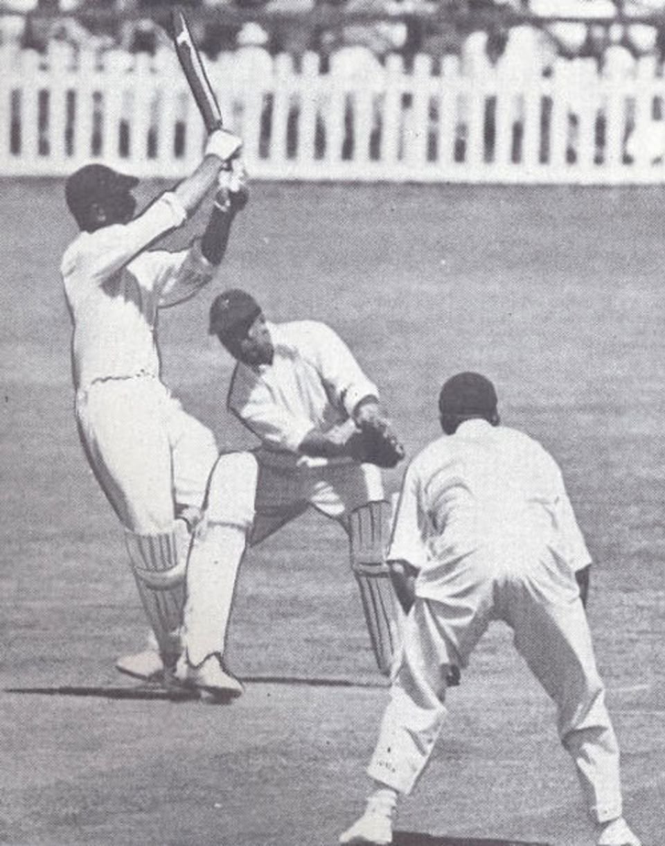 A rare attacking shot from Pieter van der Bijl in the Timeless Test