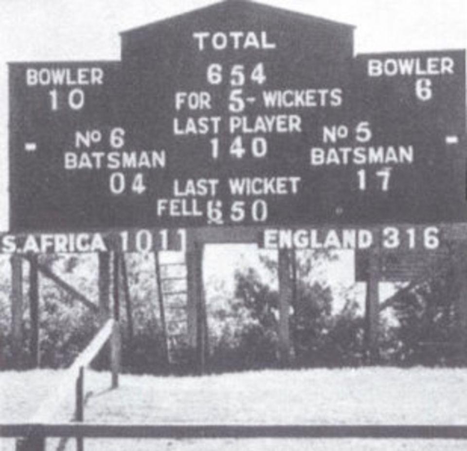 The scoreboard at the end of the Test