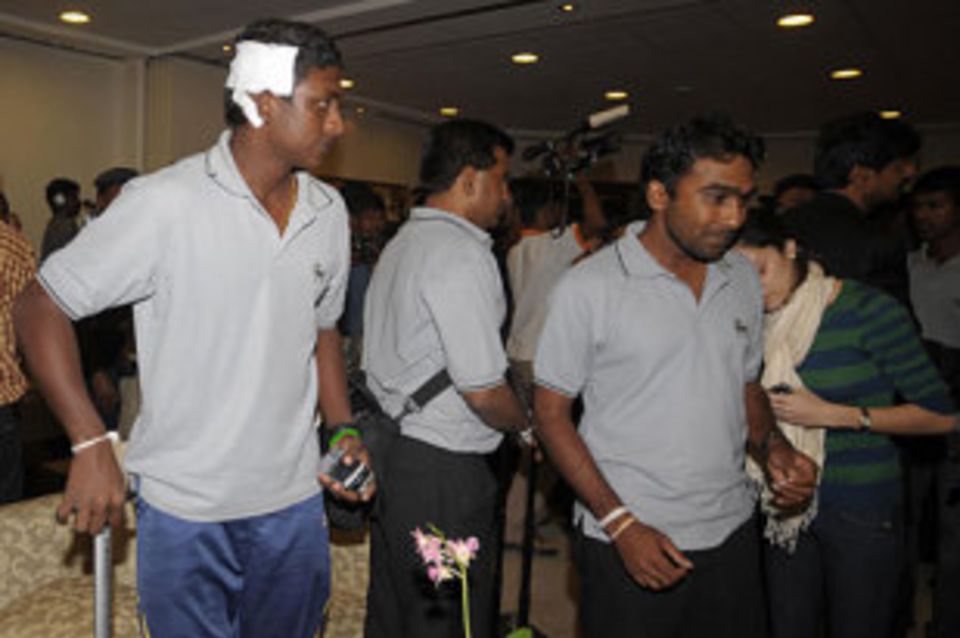 The Sri Lankan cricketers upon their return home