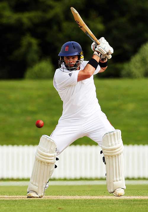 Ben Scott cuts during his innings of 47