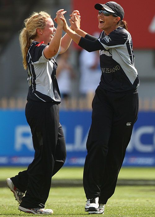 Lucy Doolan celebrates the wicket of Sarah Taylor