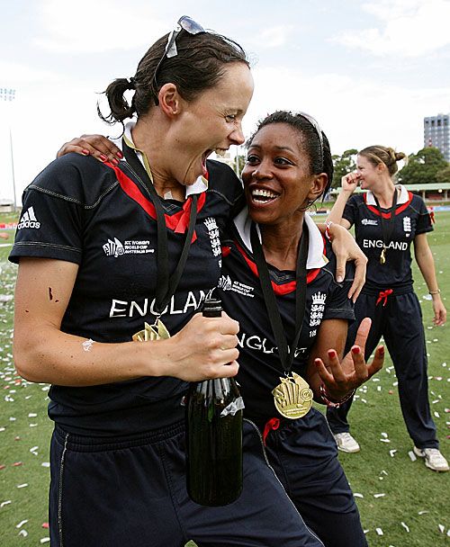 Caroline Atkins and Ebony-Jewel-Rainford-Brent cannot contain their excitement