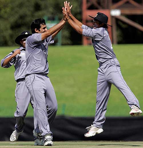 Zahid Shah and Owais Hameed celebrate