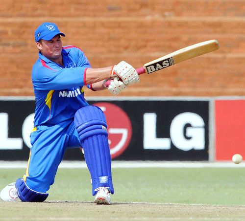 Namibia's Jan-Berrie Burger swipes to midwicket